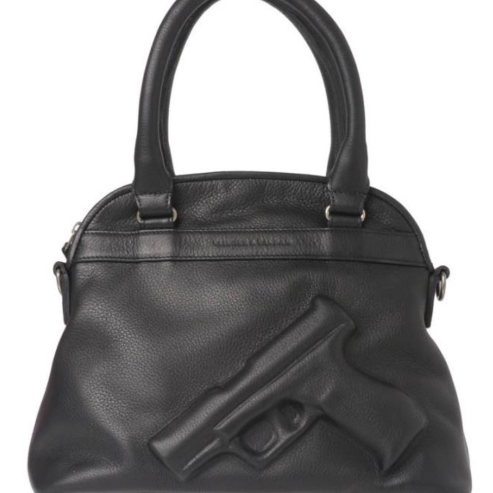 Vlieger and Vandam Leather Gun Embossed Leather Purse - Black